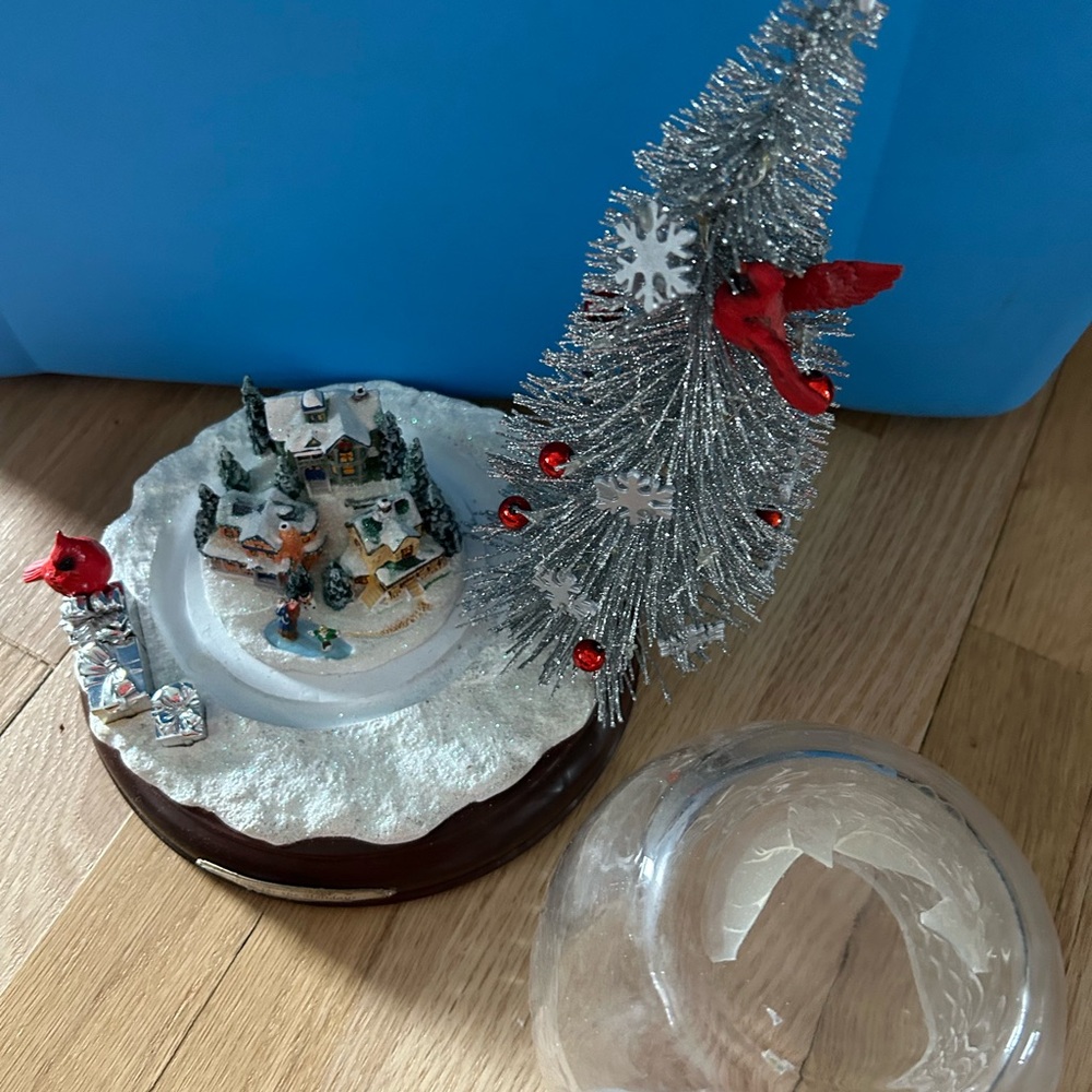 Thomas Kinkade Silver and Red Holiday Scene